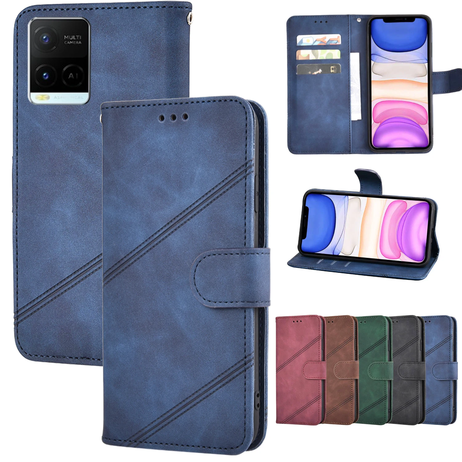 

Leather Case For Vivo Y21 Y31 2021 Y11 Y12 Y15 Y17 Y91C Y19 Y70 Y20 Y30 Y50 Y51 Cover On Vivo Y 21 31 19 11 12 15 17 91 70 20