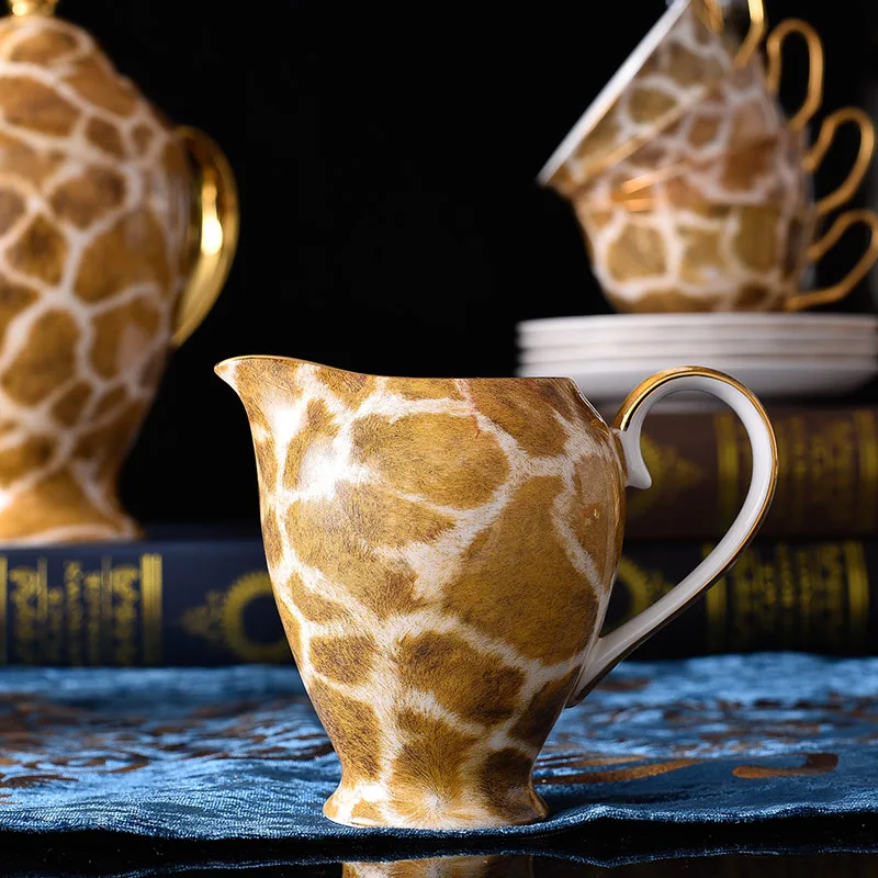 Juego de tazas y platillos de cer&aacute;mica de hueso fino, juego de t&eacute; con dise&ntilde;o de ciervo de alta calidad, estilo original, 15 piezas-2
