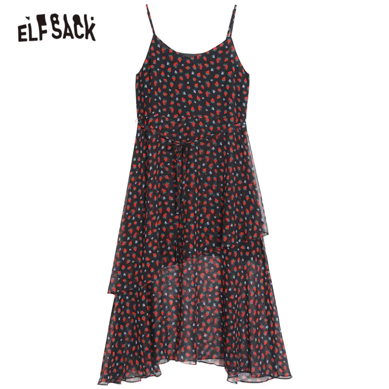 ELFSACK Three Color Floral A Line BoHo Women Dress Autumn Sleeveless Slip Loose Female Sexy Dress