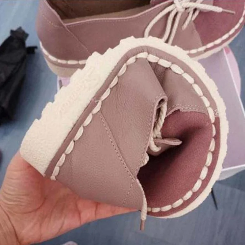

Retro Lace up Non slip Casual Women Flats Slip on Half Drag Round Toe Women Flats Spring Autumn Ladies Women Shoes