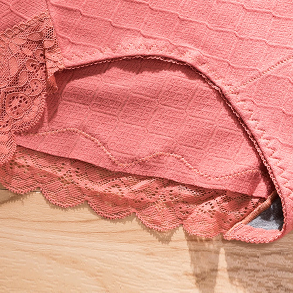 

Women Sexy Lace Soft Breathable Stretchy Cotton Solid Color Underwear Briefs