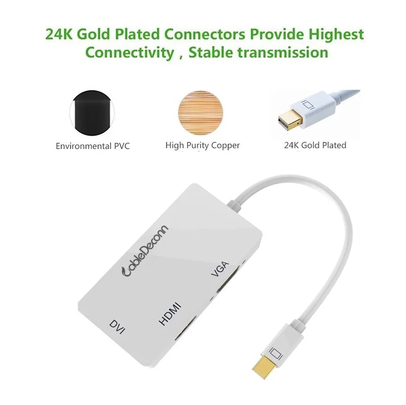 Thunderbolt2 концентратор mini displayport к hdmi vga dvi многопортовый адаптер конвертер кабель