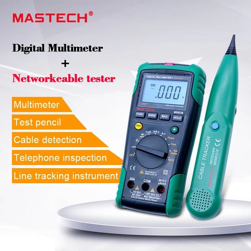 MASTECH MS8236 автоматический Диапазон Цифровой мультиметр LAN тестер сетевой кабель трекер тона проверка телефонной линии Бесконтактное напряжение обнаружения