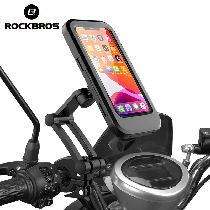

ROCKBROS Bike Handlebar Holder Adjustable IPX6 Waterproof Cycling Bracket Flexible Touch Screen Phone Stand Bicycle Accessories