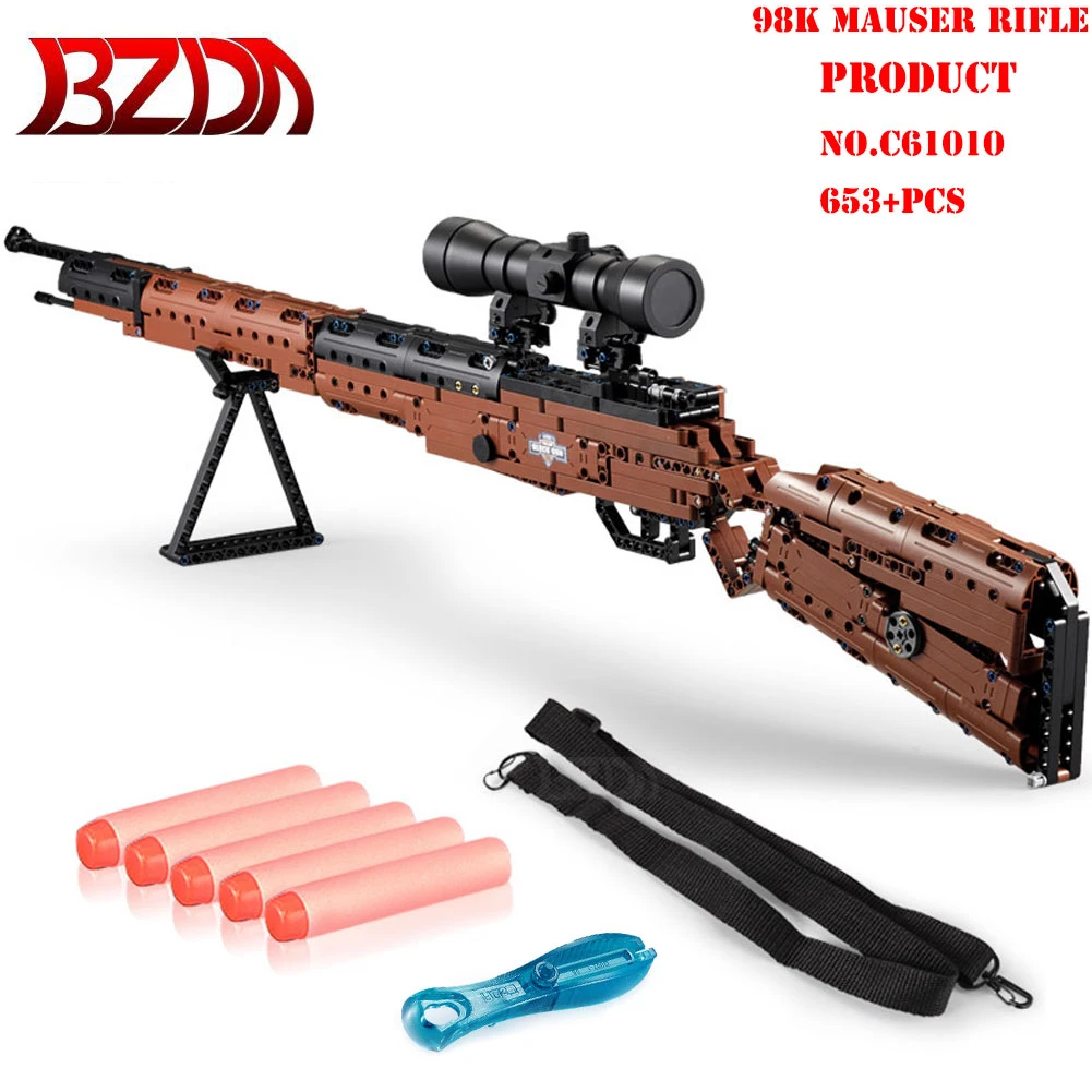 

Cada SWAT Military Gun Series 98K Gun Sniper Rifle Building Blocks PUBG Shooting Toy Gun Model For Children Toy Boy Friends Gift