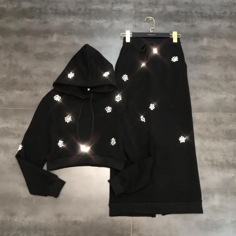 Новинка зимы 2019 свитер Стразы в стиле тяжелой промышленности с цветочным