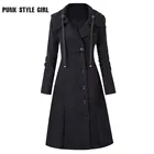 Пальто женское зимнее черное, с поясом, в готическом стиле