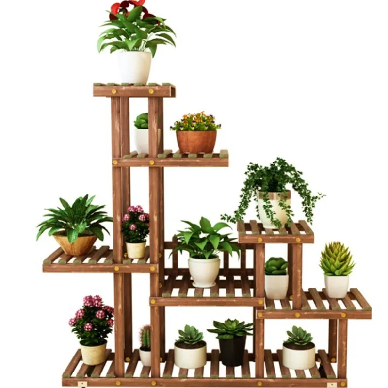Многоярусный держатель для цветов и растений деревянный органайзер горшка