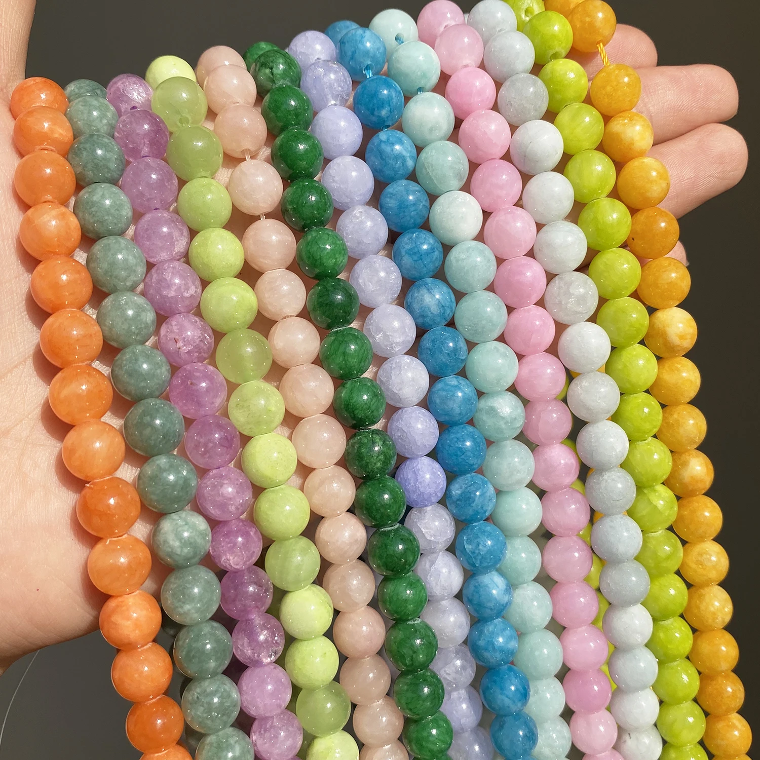 

4-12mm Natural Jades Chalcedony Angelite Stone Beads Round Loose Spacer Beads for Jewelry Making DIY Necklace Bracelet 15inch