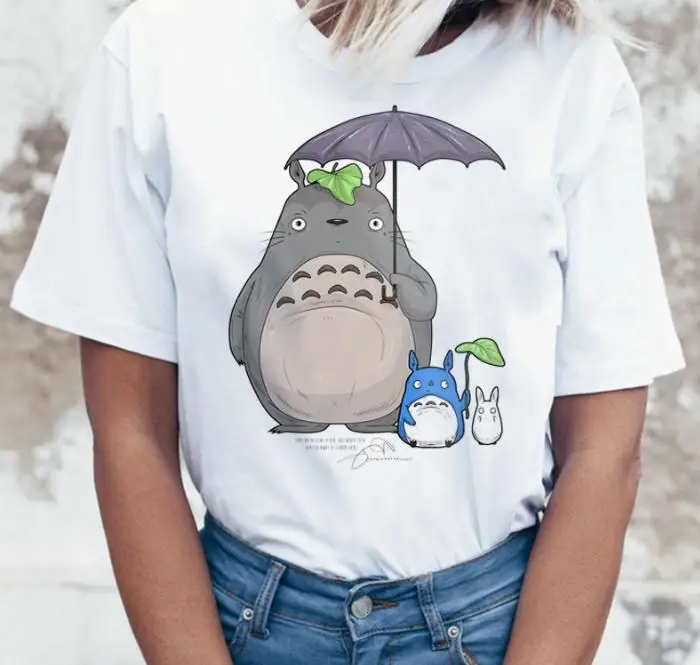 

YEMUSEED New Women Tops Totoro Cartoon Pritning T-shirt Casual Tee shirt FFV237