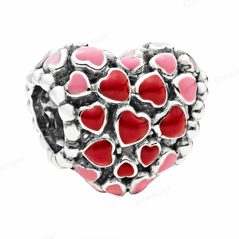 

Бусина-Шарм из серебра 925 пробы с красным сердцем