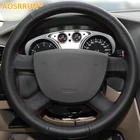 Кожаный чехлы рулевого колеса автомобиля AOSRRUN, прошитый вручную, для Ford Kuga 2008-2011 Focus 2 2005-2011, автомобильные аксессуары