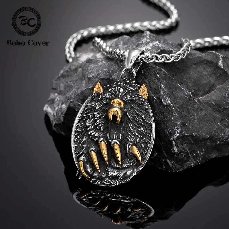 Мужское Ожерелье Волчья Голова из нержавеющей стали