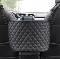 1 pcs high quality artificial leather universal car storage bag seat middle hanging bag black hanging storage bag pocket handbag