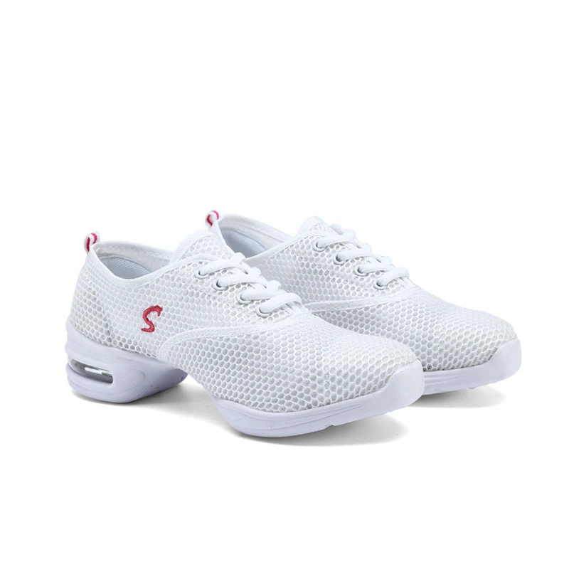 Soft Outsole Dance Shoes Woman's Breath Jazz Sports Feature Sneakers Black Ladies Modern Practice | Спорт и развлечения