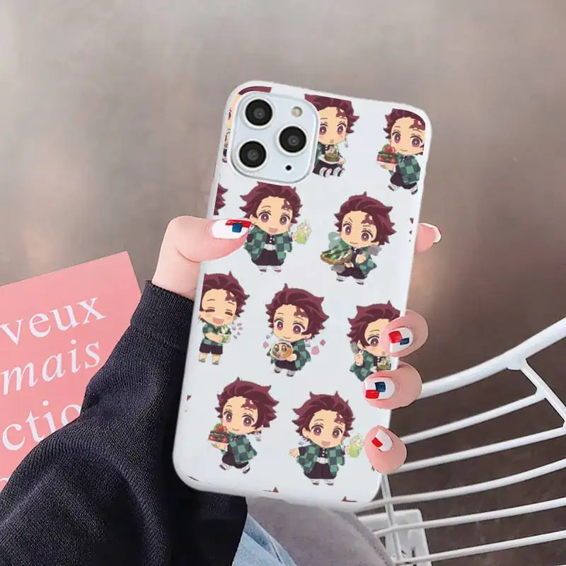 

Kamado Nezuko Kimetsu no Yaiba Demon Slayer Phone Case White Candy Color for iPhone 6 7 8 11 12 s mini pro X XS XR MAX Plus