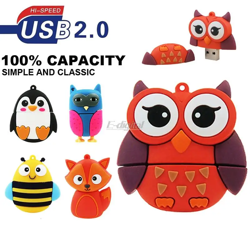 Милый пингвин лиса флеш-накопитель с мультяшным рисунком usb 64 ГБ 32 u-диск