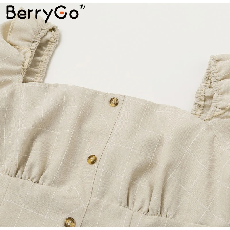 BerryGo Женские топы с оборками и открытыми плечами, осенние элегантные женские топы с пуговицами и рукавами-фонариками, вечерние женские повседневные топы