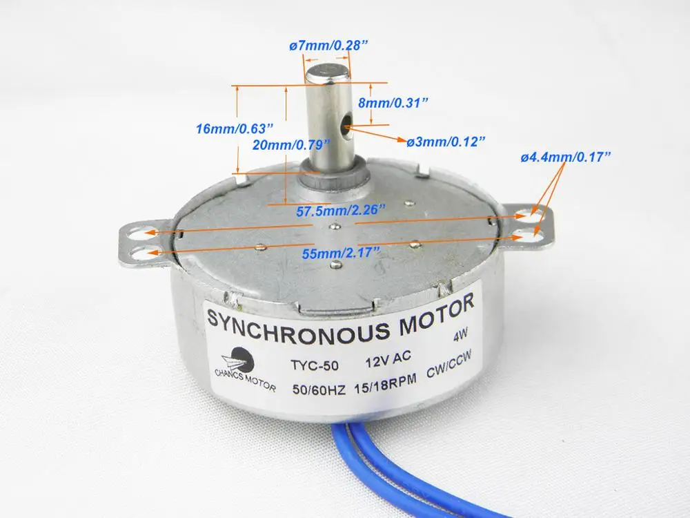 TYC 50 синхронный двигатель 12V DC 15 18RPM CW/CCW 4W с низким уровнем шума|Двигатель