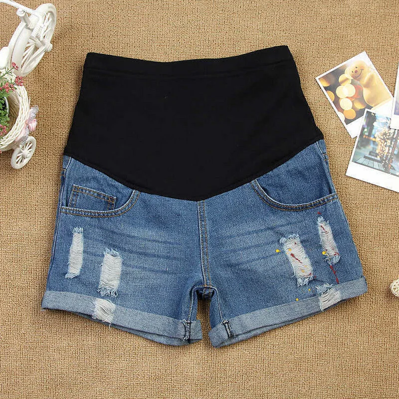 Maternity Shorts Premama with Paint Hole Jeans Short Care Belly Fashion Denim for Pregnant Trouser Lady Pants 2017|maternity shorts|shorts