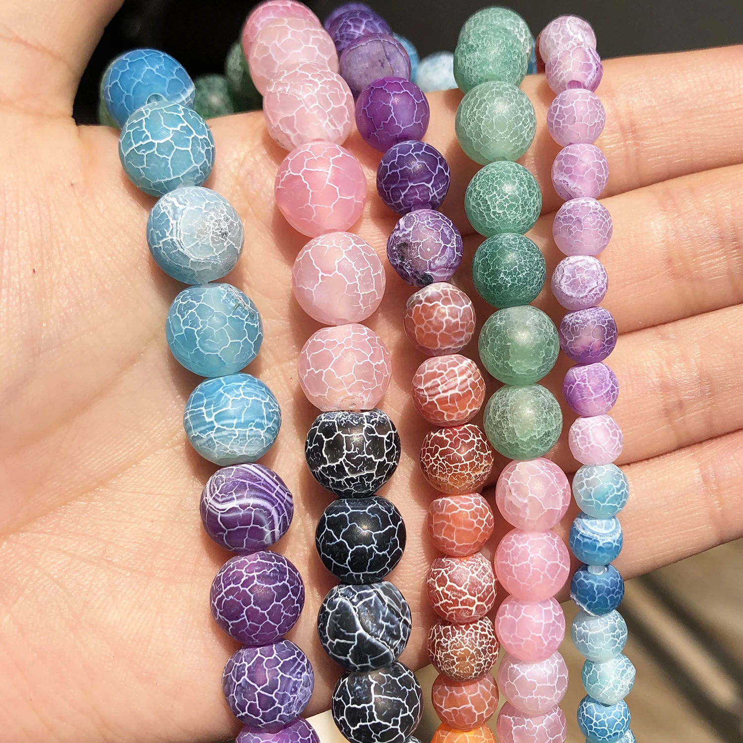 

Натуральный Матовый Камень Многоцветный трещины Агаты "вены дракона" сделай сам "Цепочки и ожерелья свободные бусины для Ювелирные изделия,...