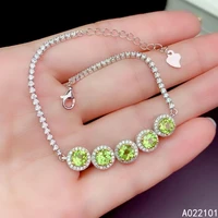 kjjeaxcmy fine jewelry s925 sterling silver inlaid natural peridot girl new popular hand bracelet support test chinese style
