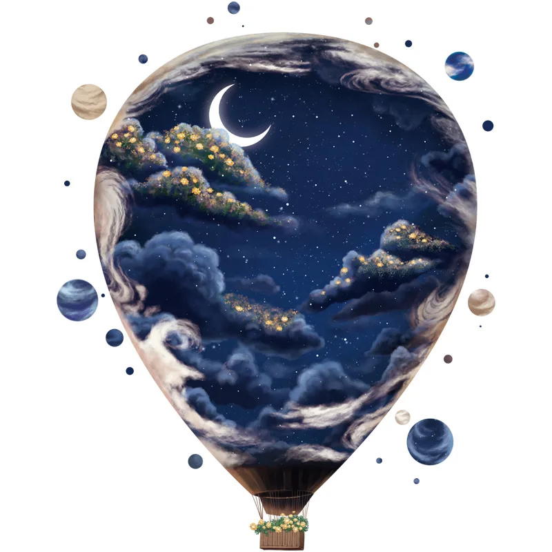 

Earth Planet Room Wall Sticker 3d Visual Effect Children's Room Decoration Sticker Star Moon Teaching