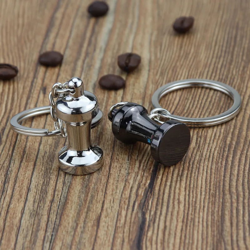 Imitation Portable Coffeeware Barista Coffee Keychain Metal Handle Moka Pitcher Cafe Machine Keyring Espresso Accessories Gift