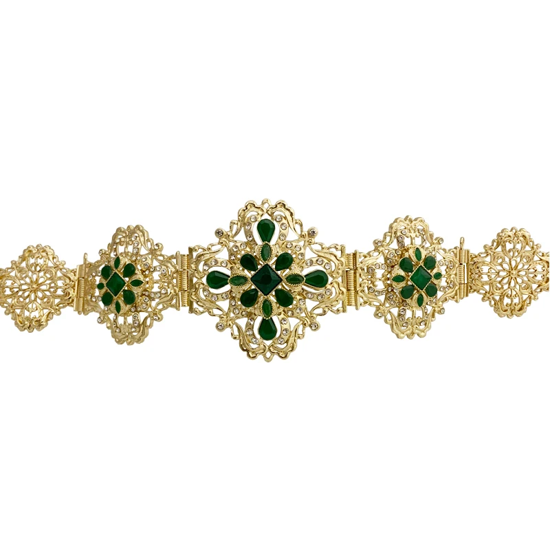 Moroccan style royal hollowed-out rhinestone belt wedding decoration metal waist chain
