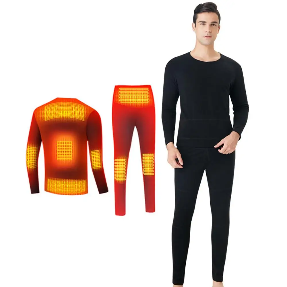 

Men Women Winter Heating Underwear Set USB Battery Powered Heated Thermal Jacket Pants Phone Control Temperature Skiing Suit