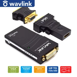 Видеоадаптер Wavlink с USB 2,0 на VGADVIHDMI, графический адаптер для нескольких мониторов, расширенныйзеркальный режим, поддержка Windows