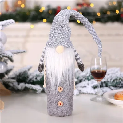 Bottle Cover 2 Рождественская Крышка для бутылки вина, рождественское платье для бутылки с водой Санта Клаус, тканые Чехлы для сумок, новогодний подарок, упаковка, украшение для домашнего стола - Цвет: Bottle Cover 2