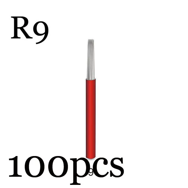 R9 100pcs 50p 3R 5R 7R 9R 17R 19R 21R иглы для татуажа полуперманентный макияж микроблейдинг лезвие ручная ручка тумана иглы аксессуары для татуажа поставка - Габаритные размеры: R9 100pcs
