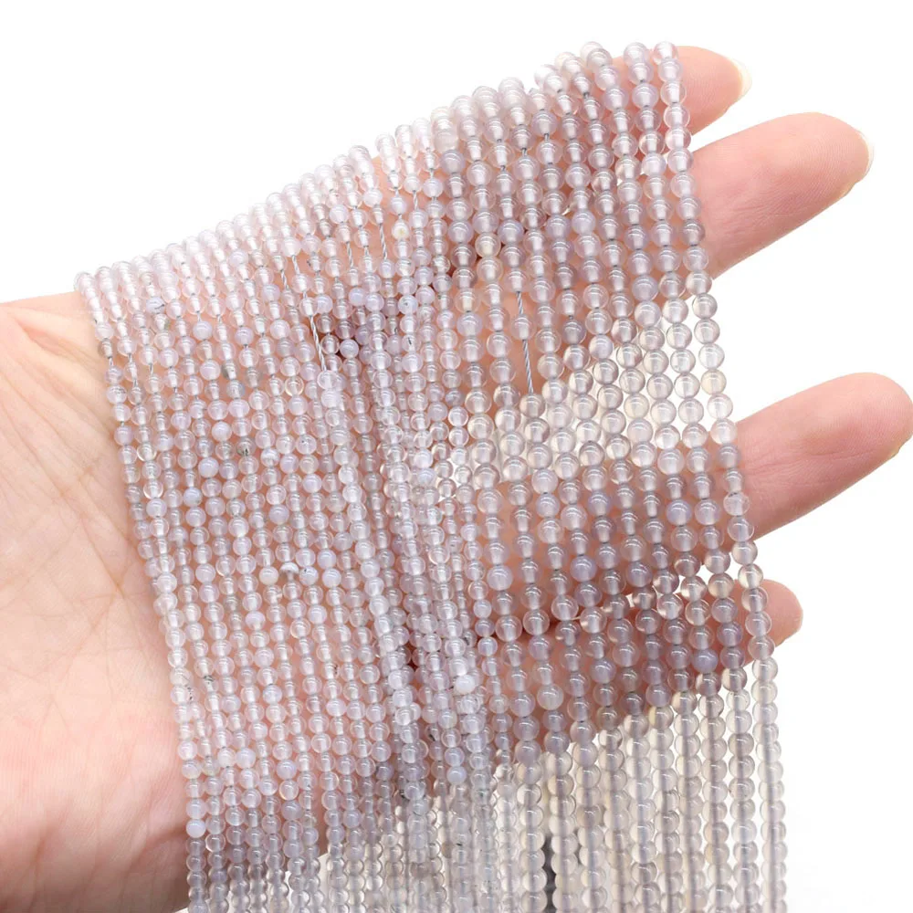 

Natural Stone Beads Accessories Polished Grey Agates Stone Beading Charms for Jewelry Making Women Necklace Bracelet DIY