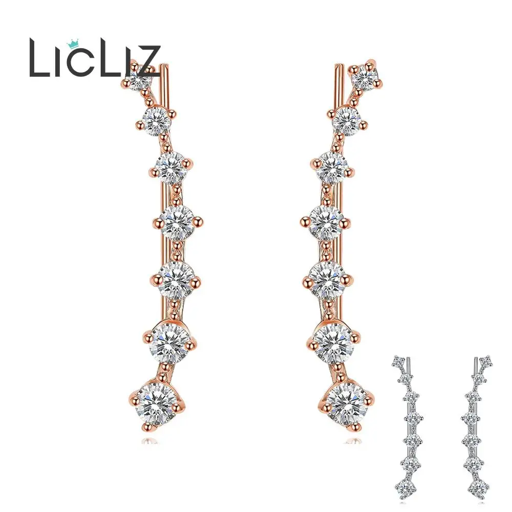 LicLiz новые модные серьги гвоздики из циркона для женщин с фианитами и кристаллами