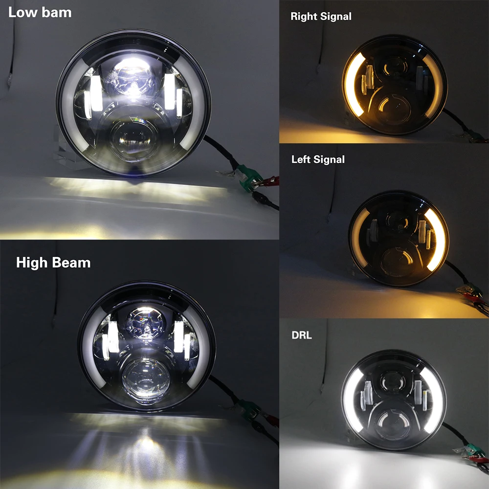7-дюймовые светодиодные фары DRL Ближний/Дальний свет 50 Вт кольцо с ореолом