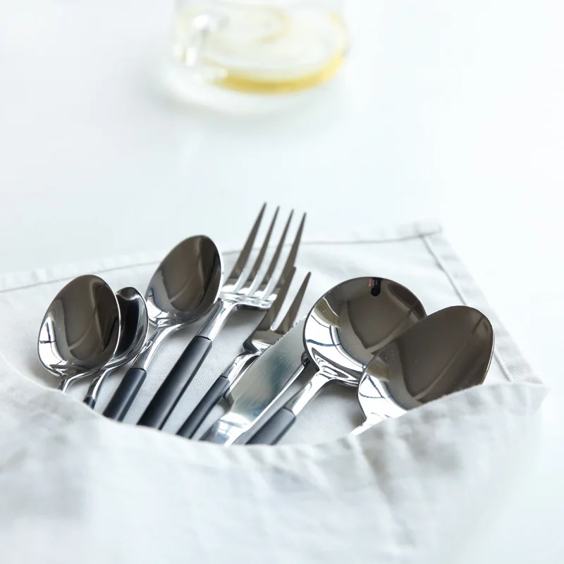 Vintage Black Gold Cutlery Set 304 Stainless Steel Dinnerware Kitchen Silverware Steak Knife Cubiertos Tableware Spoon EE6DC | Дом и сад