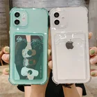 Чехол для iPhone 11, силиконовый чехол для iPhone 13 Pro Max, чехол для iPhone 12 XR 7 8 Plus X XS SE 2020, прозрачный чехол-бумажник с держателем для карт