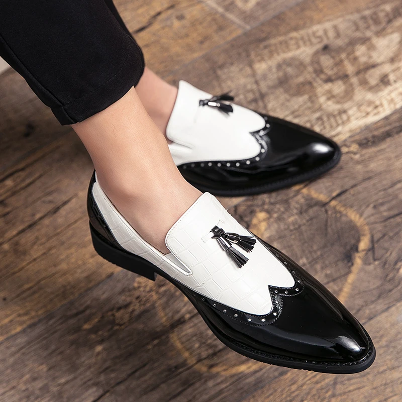 Туфли мужские с бахромой повседневные Мокасины дышащие без застежки лоферы в