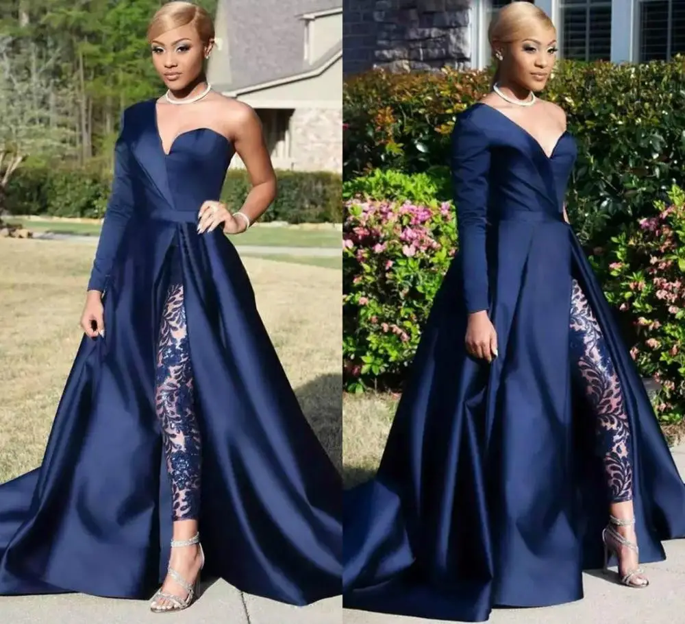 Африканские синие комбинезоны со съемной юбкой вечерние платья из двух частей