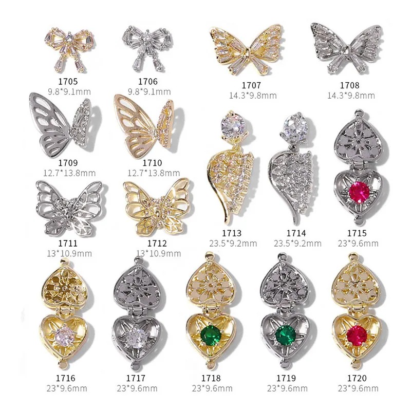 

2 Pieces 3D Metal Zircon Nail Art jewelry Butterfly Decorations Top Quality Crystal Manicure Charms