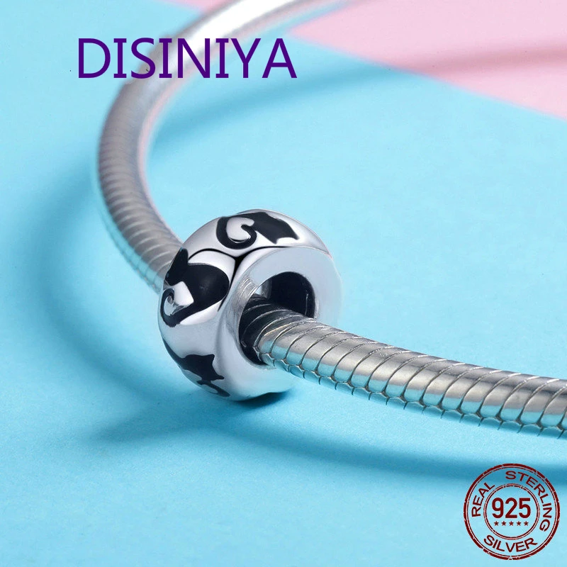 Модные штабелируемые длинные эмалированные бусины из стерлингового серебра 925