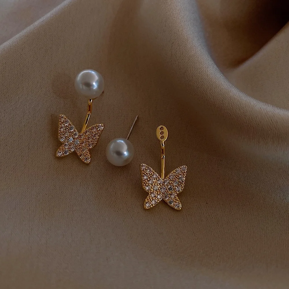 

New S925 Silver Needle Pearl Stud Earrings Female Retro Temperament Geometric Transparent Water Drop Opal Earrings