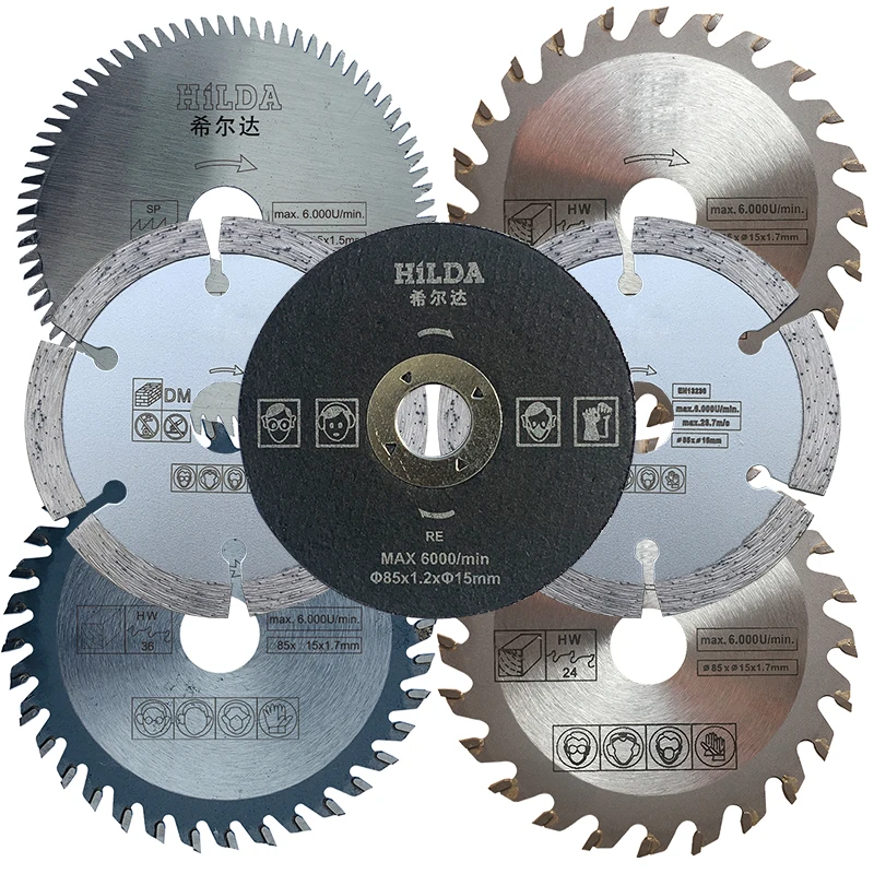 7Pcs/Set Extra Cutting Disks,Wheels For Mini Circular Saw, Diameter 85mm, Multi Blade,Power Tool Accessory