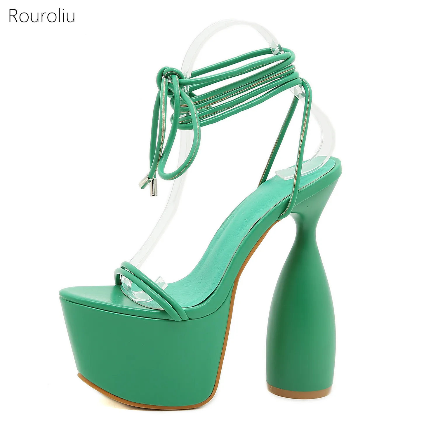 

Женские босоножки на толстой платформе, с открытым носком и перекрестной шнуровкой