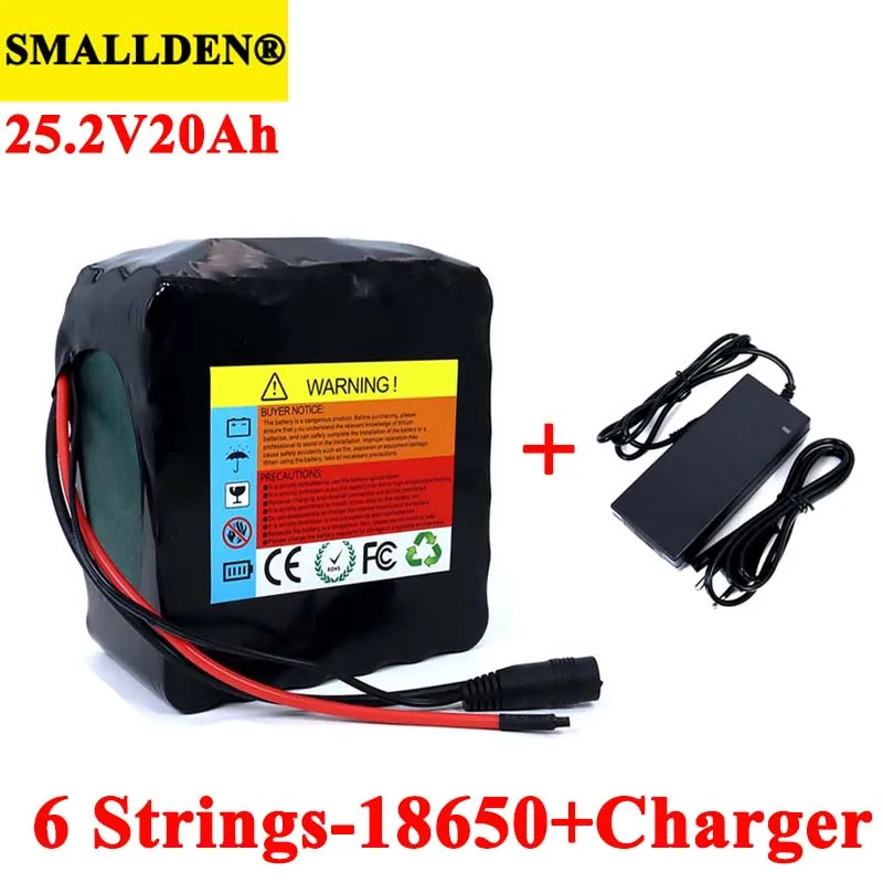 24V 20Ah 6S6P 18650 Rechargeable battery pack golf cart Electric bicycle moped li-ion batteries with 25.2V 15A BMS+Charger