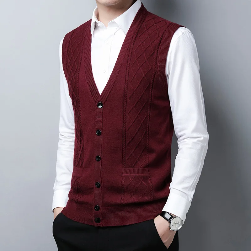 Высококачественный мужской свитер кардиган осенний модный с узором в виде