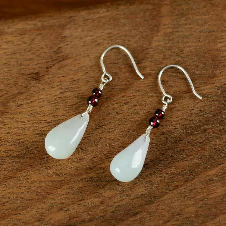 Натуральный нефрит изумруд удача капли воды серьги из бисера Шарм ювелирные