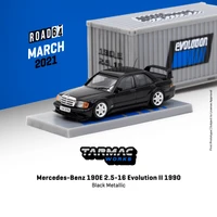 tarmac works tw 164 190e 2 5 16 evolution ii 1990 black metallic wcontainer diecast model car