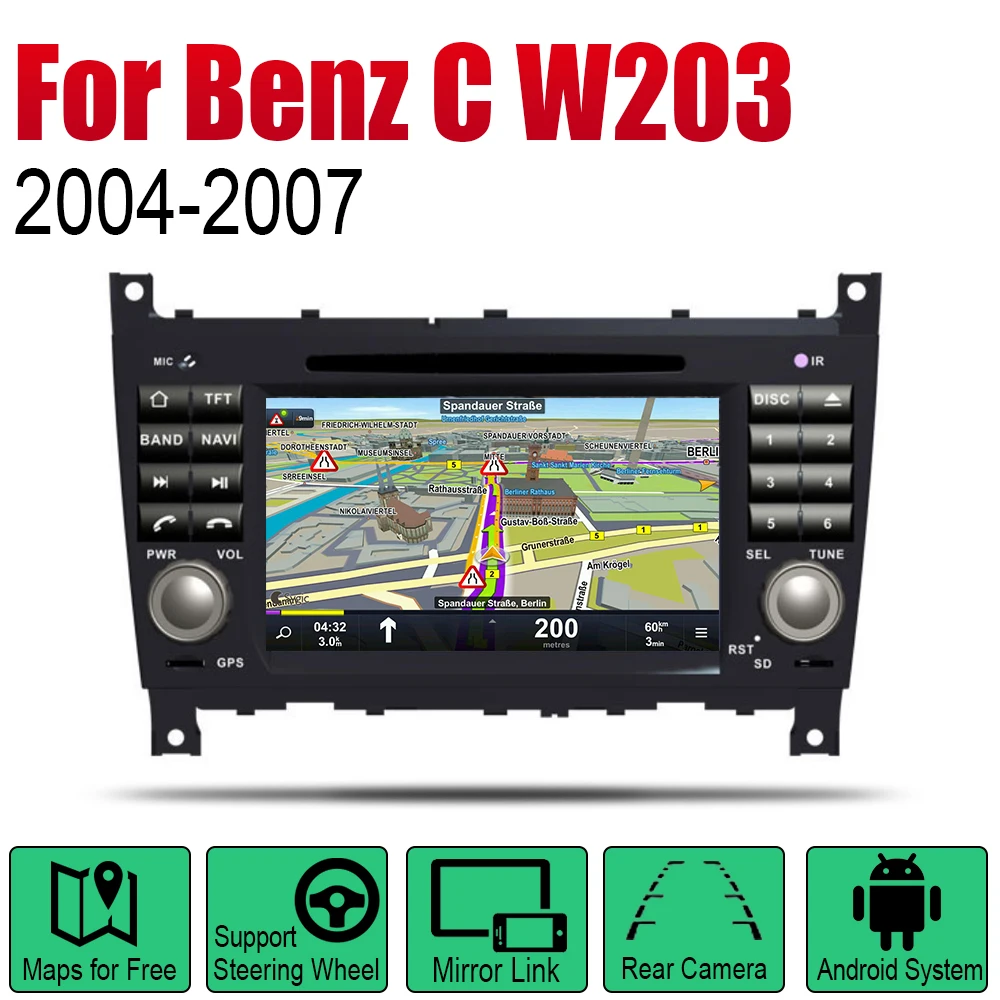 Android 2 Din Авто Радио DVD для Mercedes Benz C Class W203 2004 ~ 2007 NTG Автомобильный мультимедийный